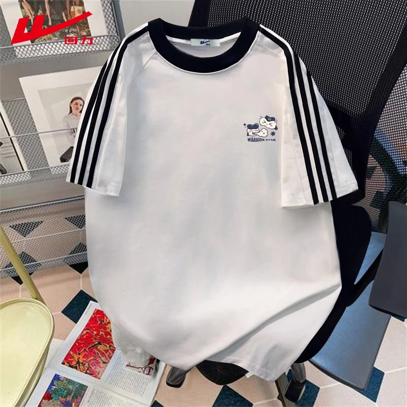 回力夏季夏装纯棉2025新款小清新短袖T恤男女运动情侣装宽松款潮