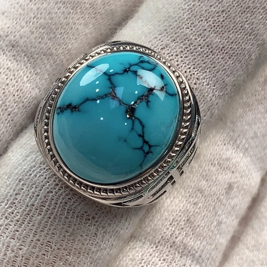 花***姐绿松石银S925镶嵌珠宝奇石