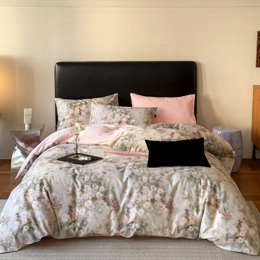 【大漂亮】春夏新款全棉印花长绒棉四件套  沐白  kz