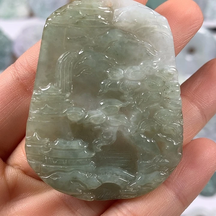 翡翠未镶嵌颈饰山水福利