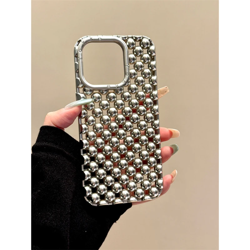 适用苹果iphone16promax镂空钢珠15pro创意个性14韩系13ins手机壳