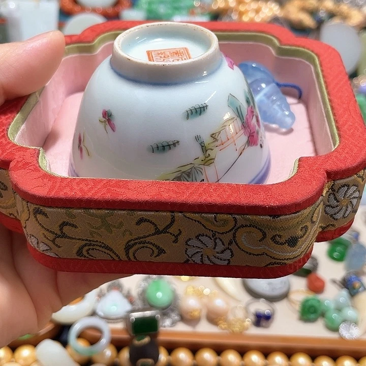 藏***叶青花彩绘小主人杯