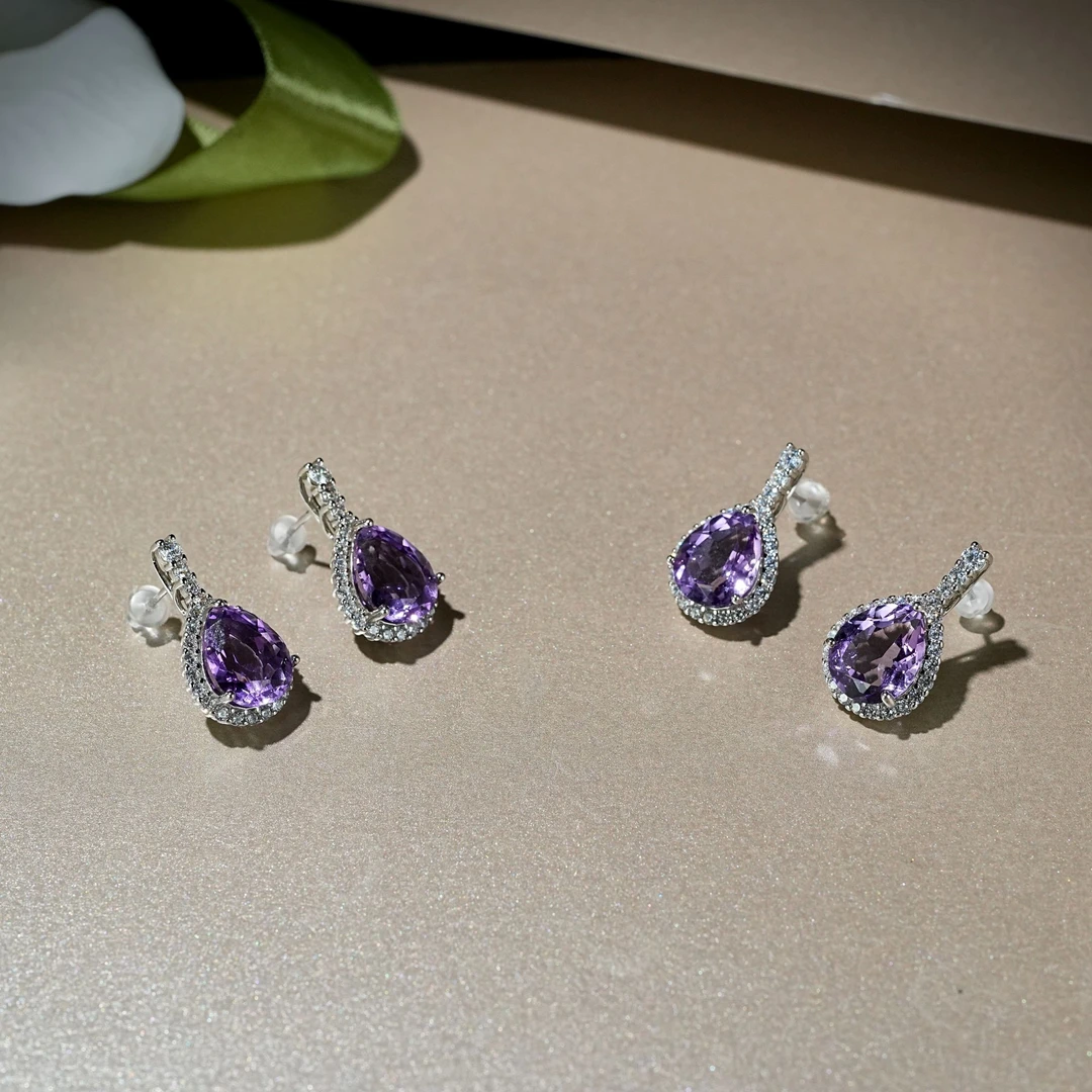 天然水晶水滴款耳饰 多样性发一  YC0670532