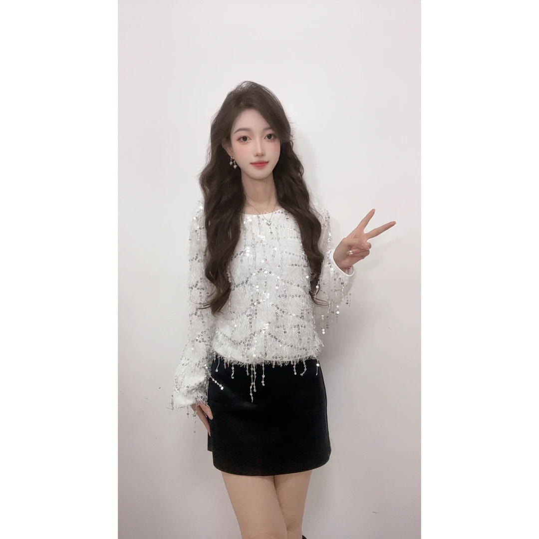IEF/爱依服2025秋季新款法式时尚通勤气质亮片设计感通勤百搭上衣