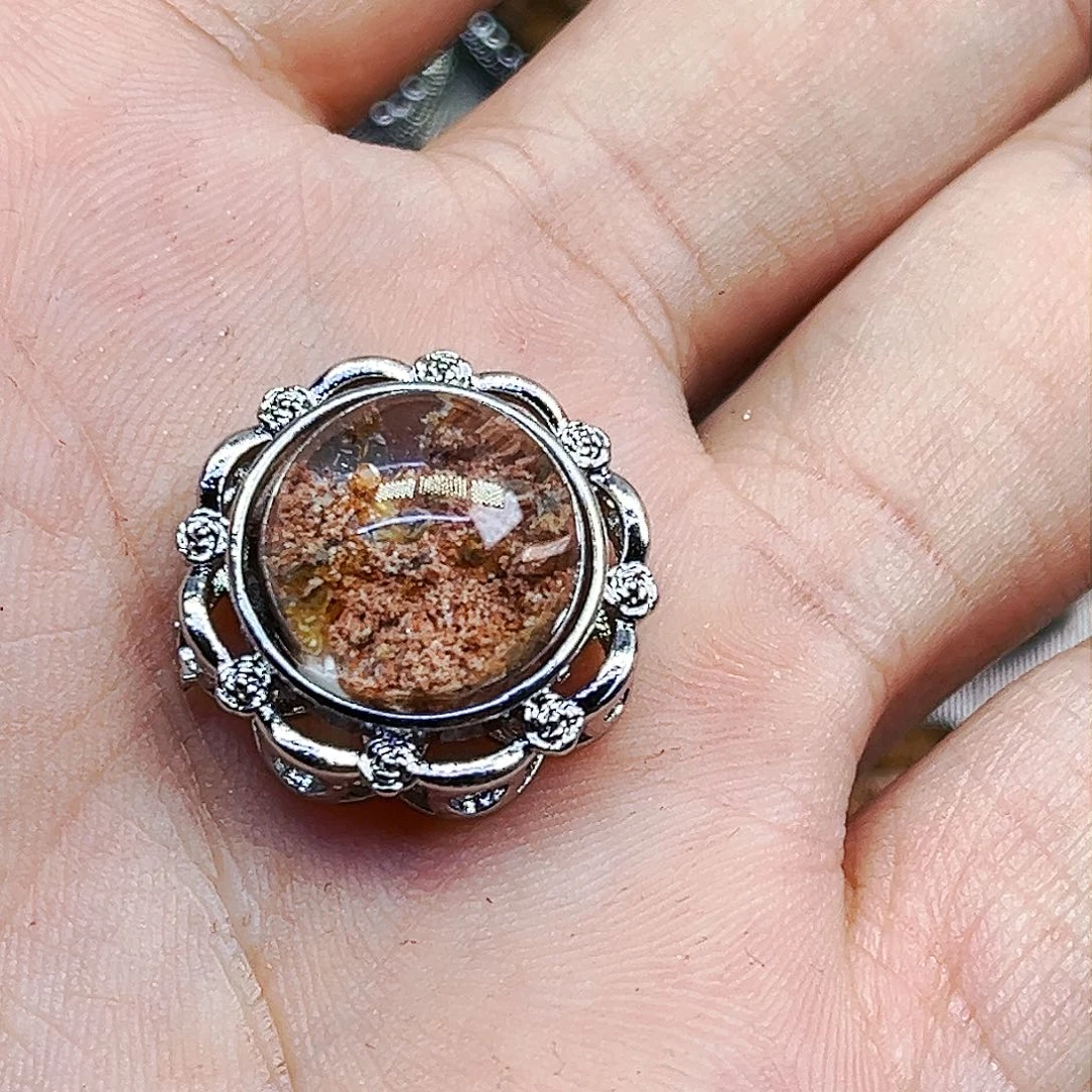 水晶戒指银S800镀金镶嵌
