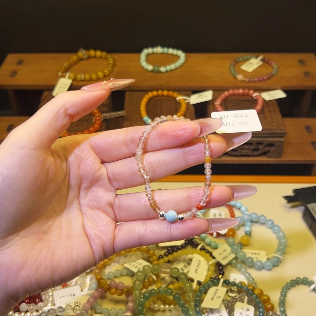 水晶手链银S925镶嵌兔毛5010