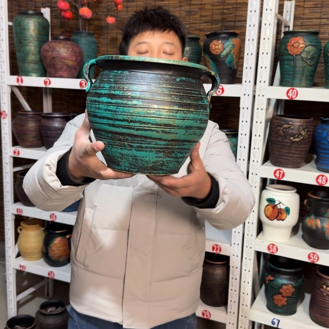 红陶红陶浮雕花盆炸炸炸炸