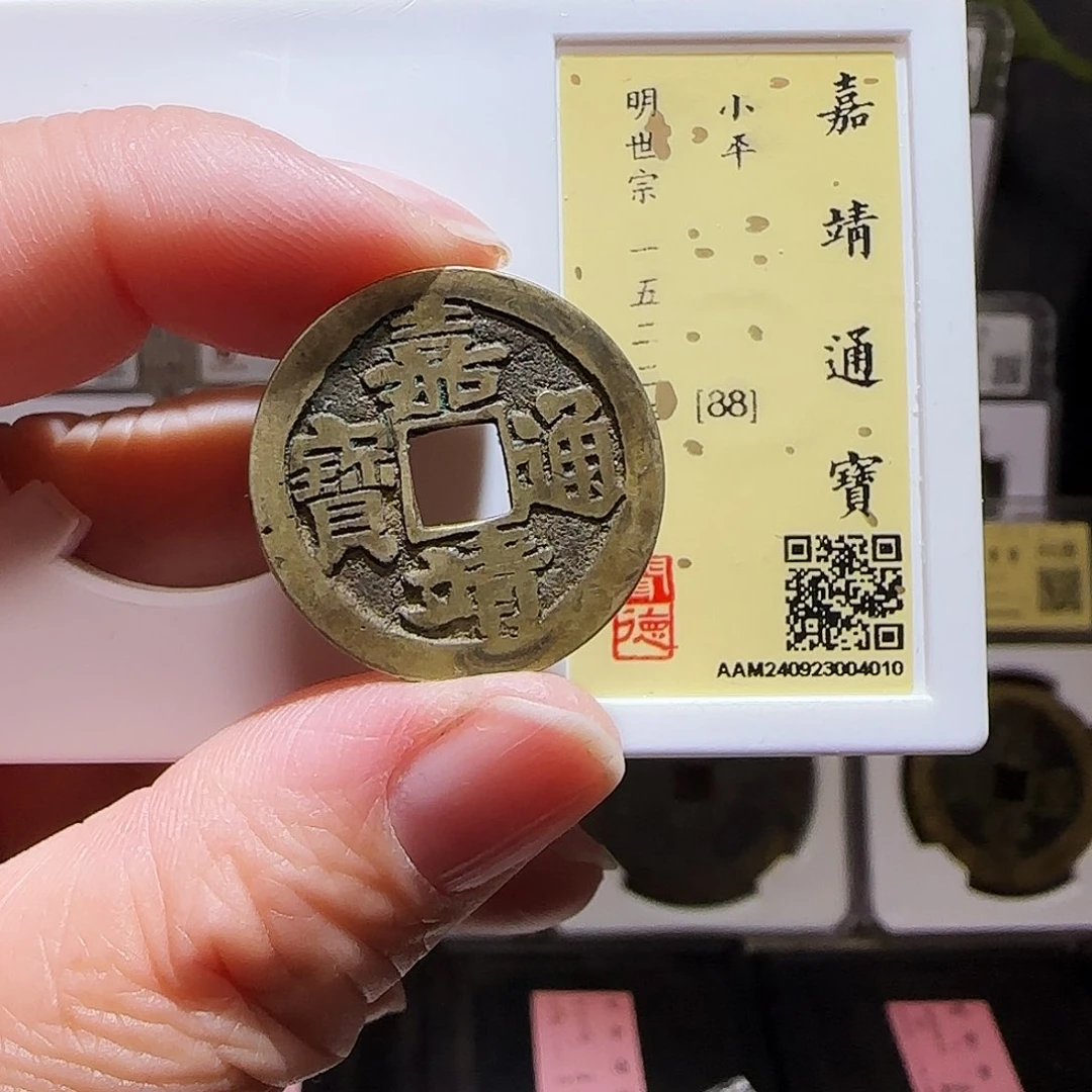 铜GY嘉靖通宝肥字闻德88分4010