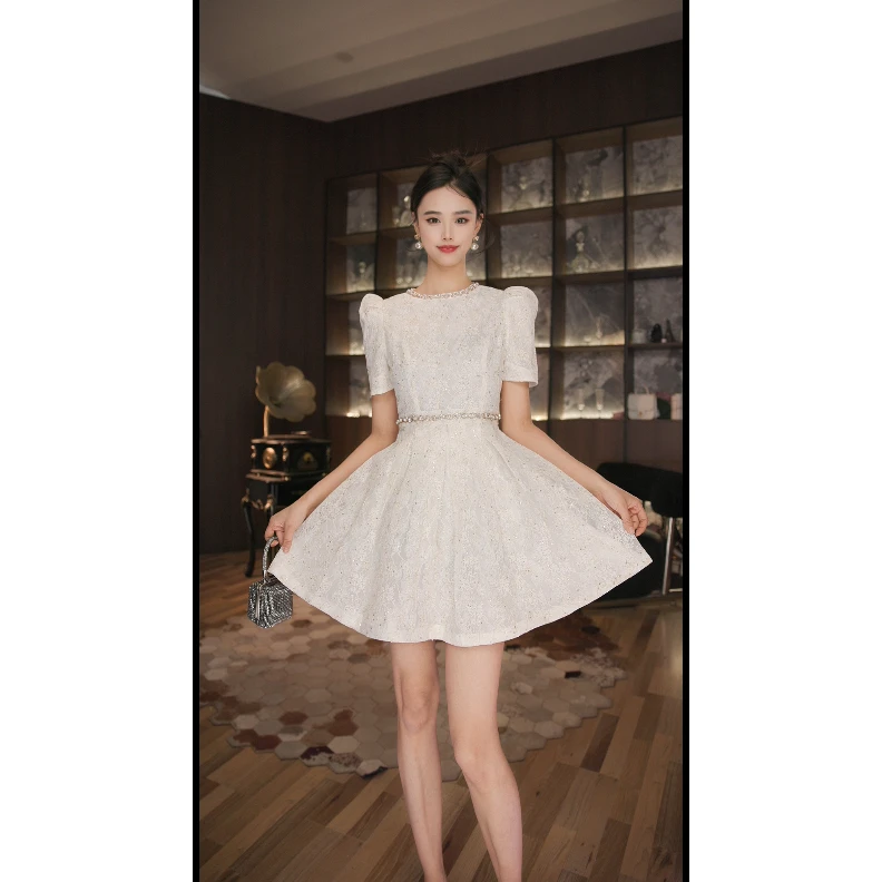 尤米定制 国内设计师品牌 气质名媛法式宴会百褶日常连衣裙 40400