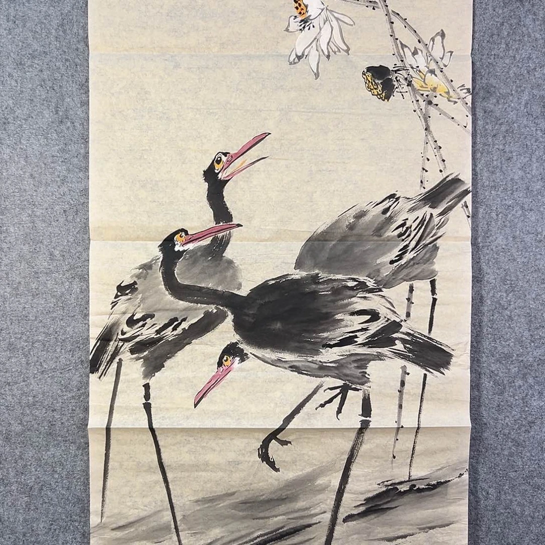 国画542 花鸟在树丛的顶端鸣叫叫声响