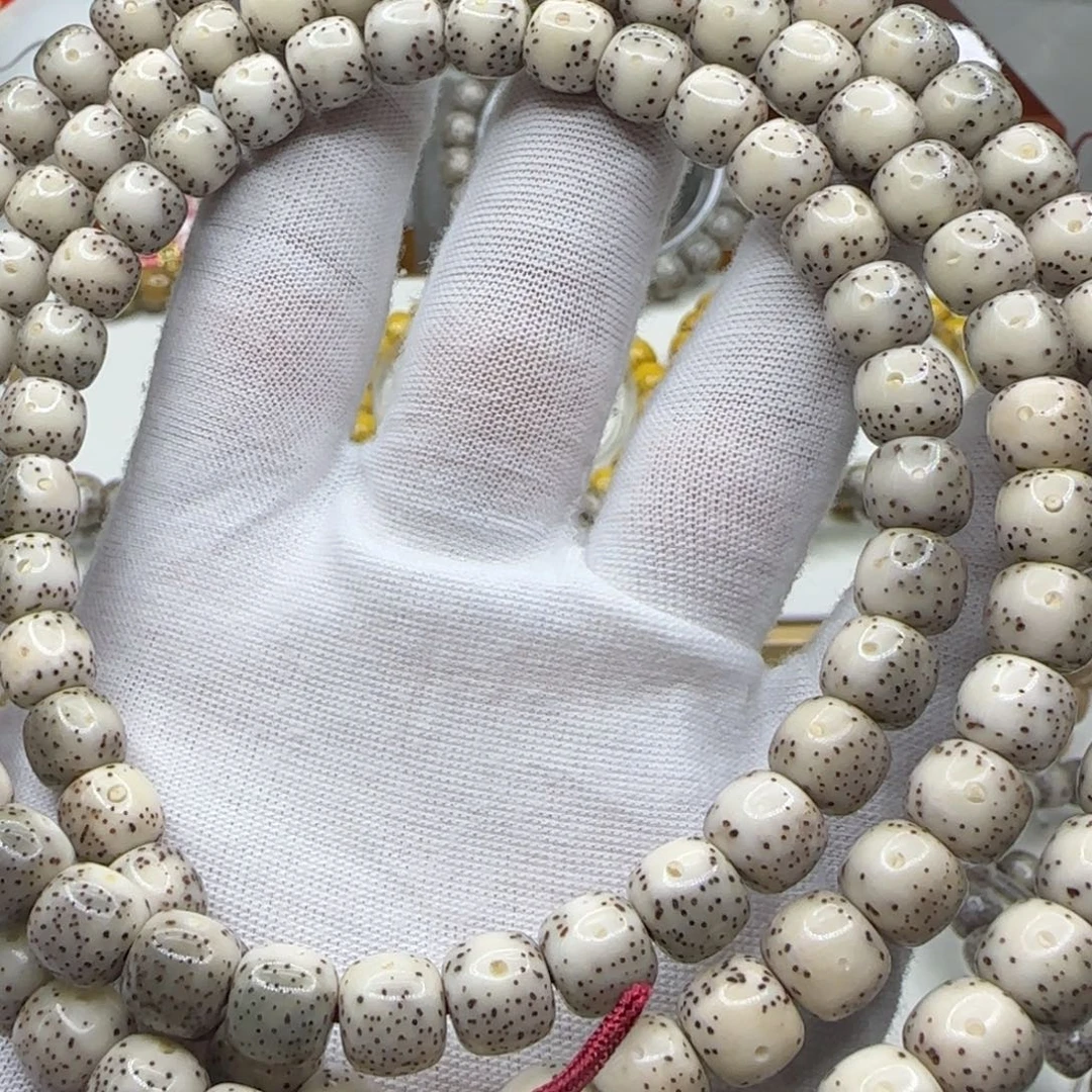 星月菩提手串瓷白月朗星稀8×7-108同枝果