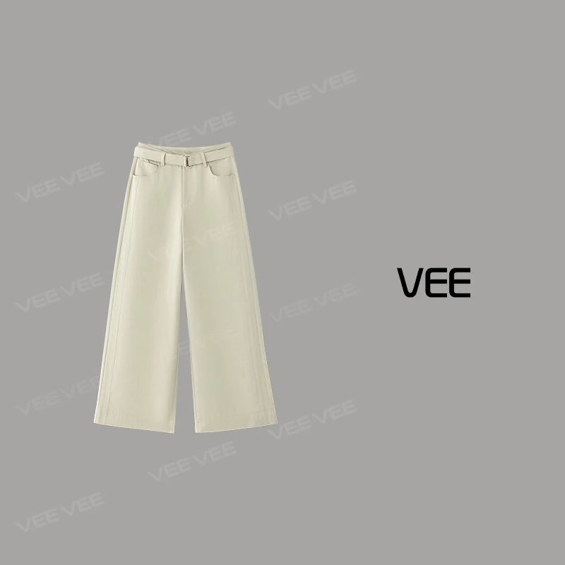 VEE【幸运符号】时尚休闲百搭藏肉宽松高腰阔腿长裤