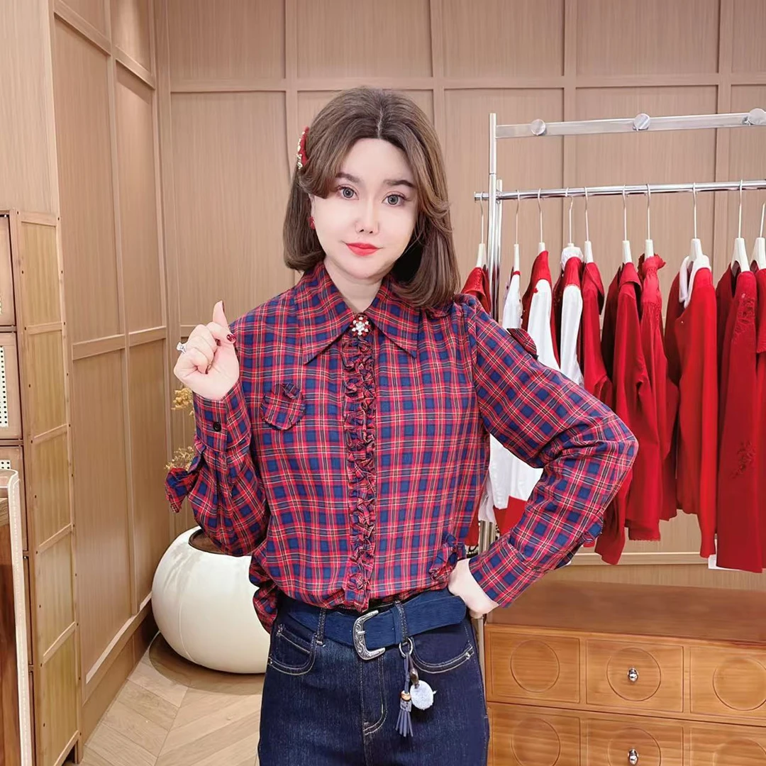 闺蜜精品010307【深月】立体花朵格衬衫