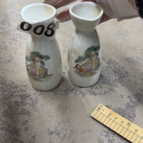 泥塑磁州窑国营一厂温酒器一对