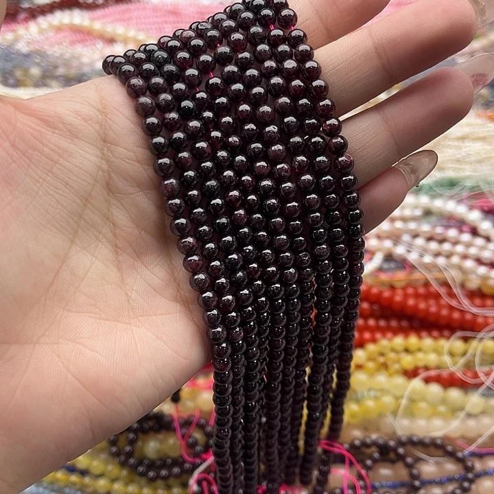 玛瑙/玉髓珠宝半成品未镶嵌一条5mm左右石榴石珠