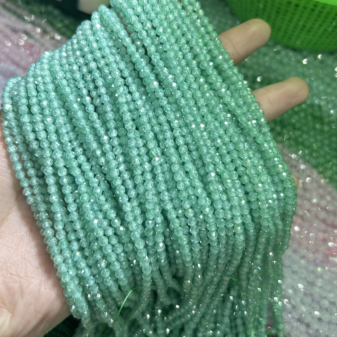 精品冰花锆3mmdiy串珠散珠流苏配件