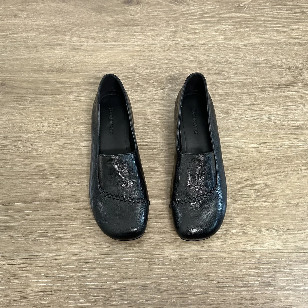 Dannyfrey法式复古风勃肯鞋舒适通勤小皮鞋百搭编织中跟单鞋3CM