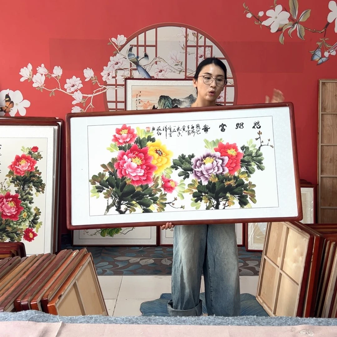 国画手写手绘国画作品62✖️122带框包邮