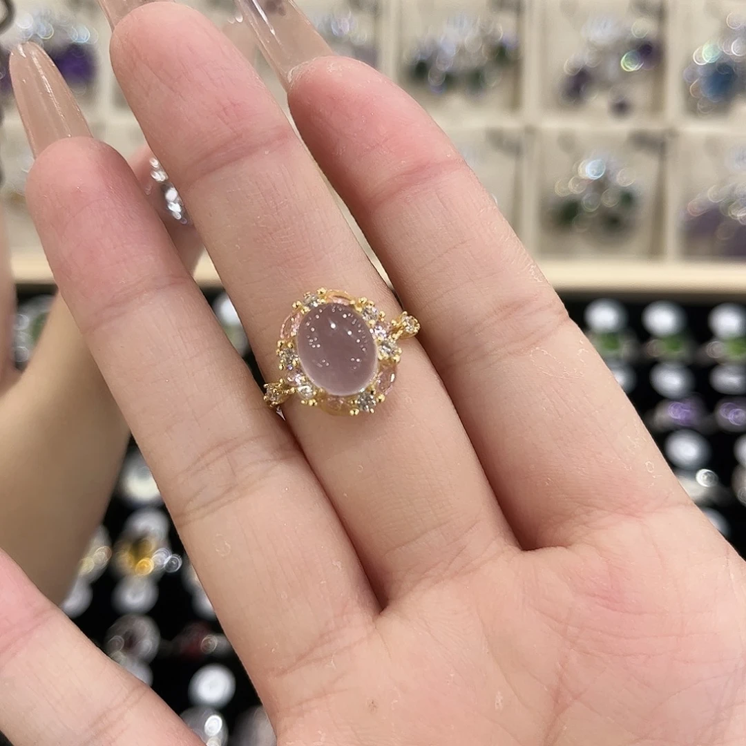 对***.戒指萤石银S925镶嵌