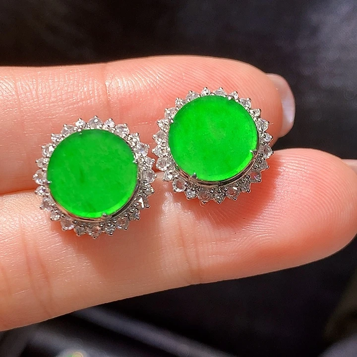 翡翠18K金镶嵌耳饰