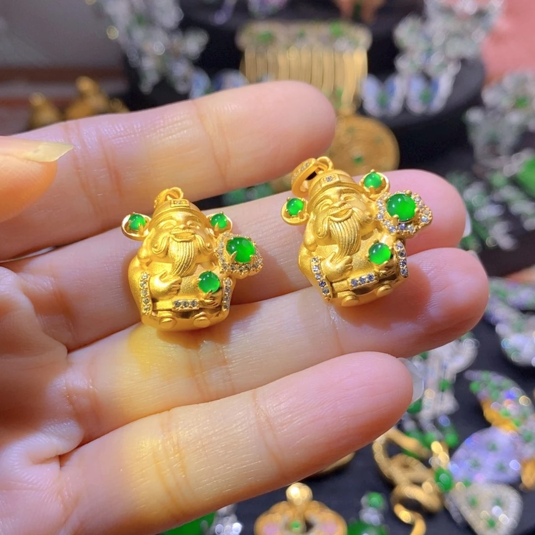 吊坠(不含链)银S925镶嵌翡翠多样性发其一