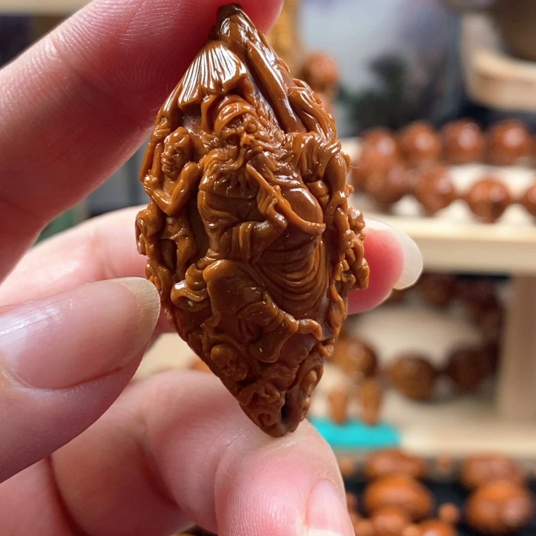 橄榄核吊坠精品五鬼钟馗单籽