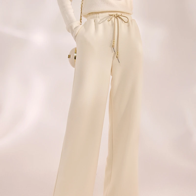 2024新款新中式国风垂坠感百搭时尚阔腿气质宽松休闲裤子女 MX097