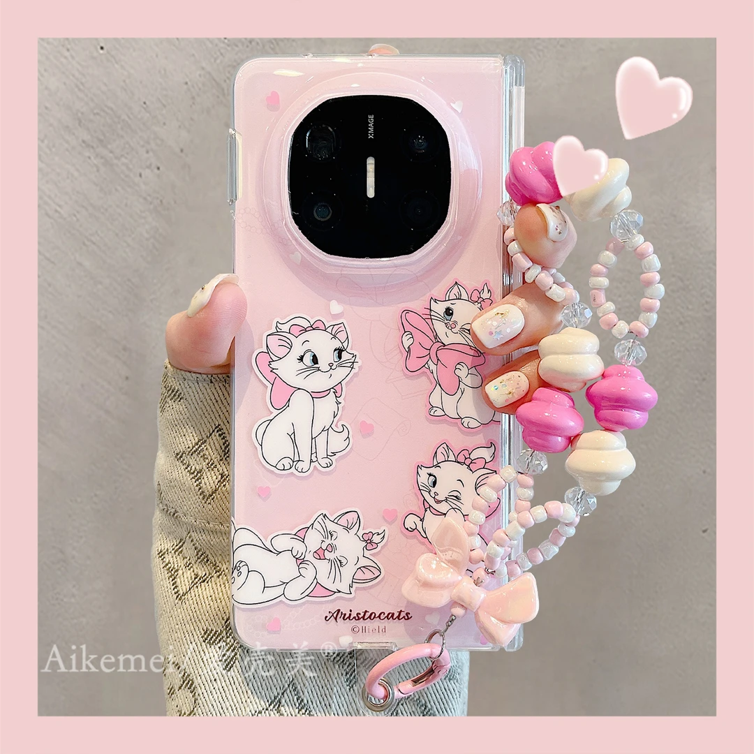 适用华为mateX6折叠屏手机壳MateX5典藏版粉玛丽猫X3中轴保护链条