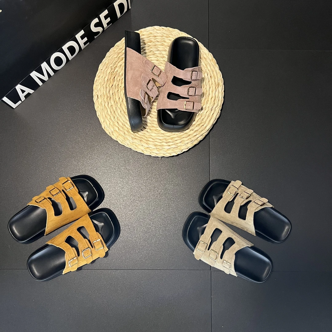 2025春夏季新款简约百搭网红时尚外穿休闲厚底软底防滑搭扣凉拖