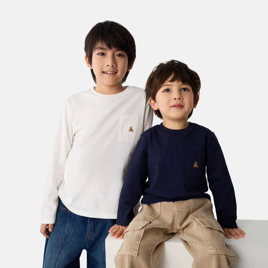 【亲子款】Gap男女童2025春季休闲新款logo长袖T恤儿童装DR 687266