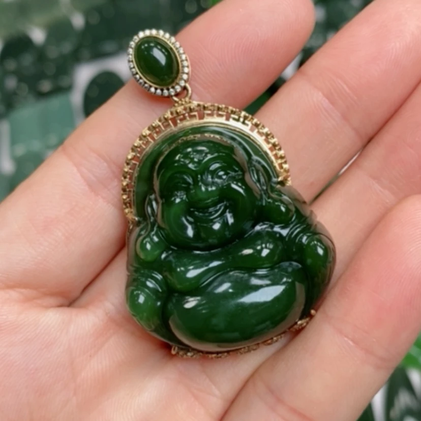 【闪购商品】颈饰9K金镶嵌和田玉（碧玉）