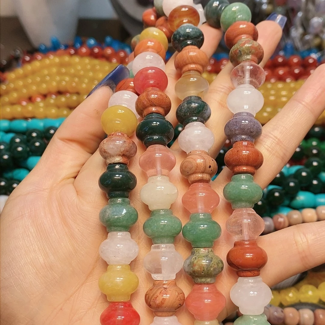 玛瑙/玉髓散珠天然多宝灯笼一条14mm