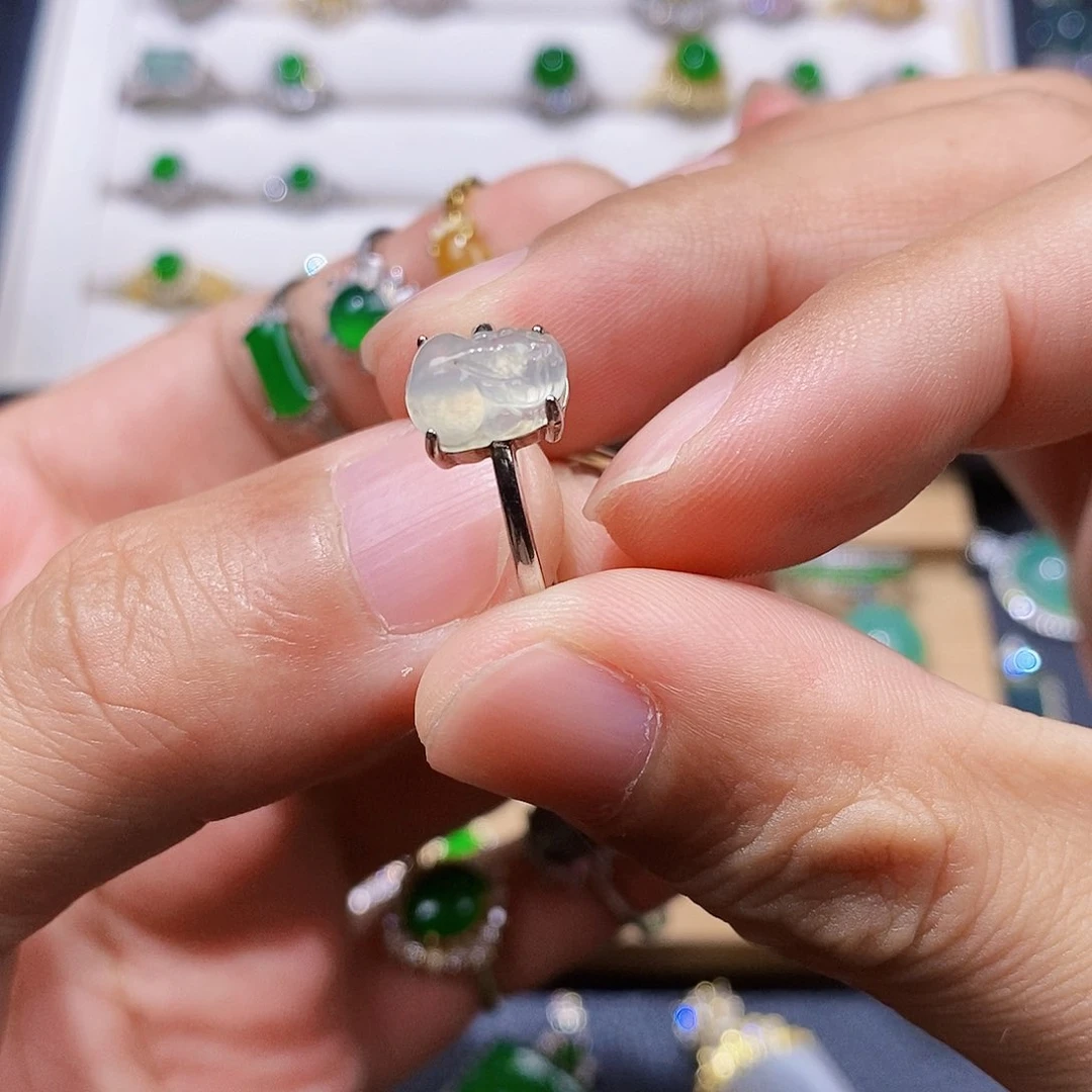 银S925镶嵌戒指翡翠戒指