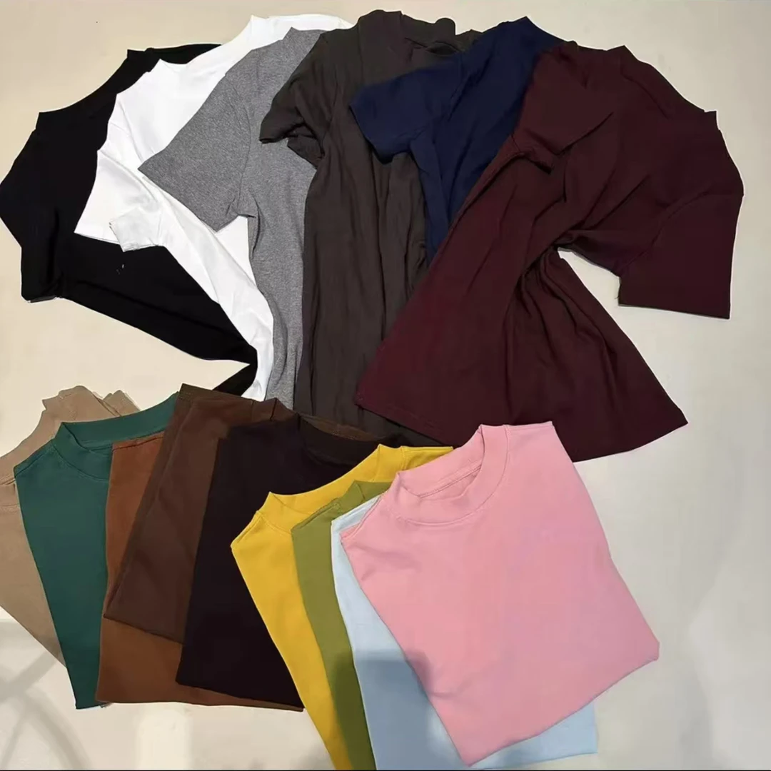 2025春季新品时尚百搭修身显瘦设计感圆领显瘦女士短袖上衣7828