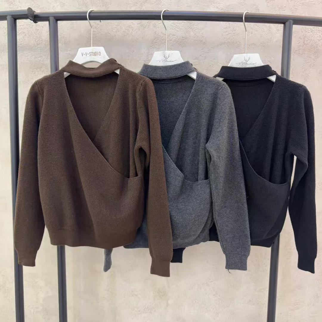 WellSoong【华夫格一字领交叉毛衫】