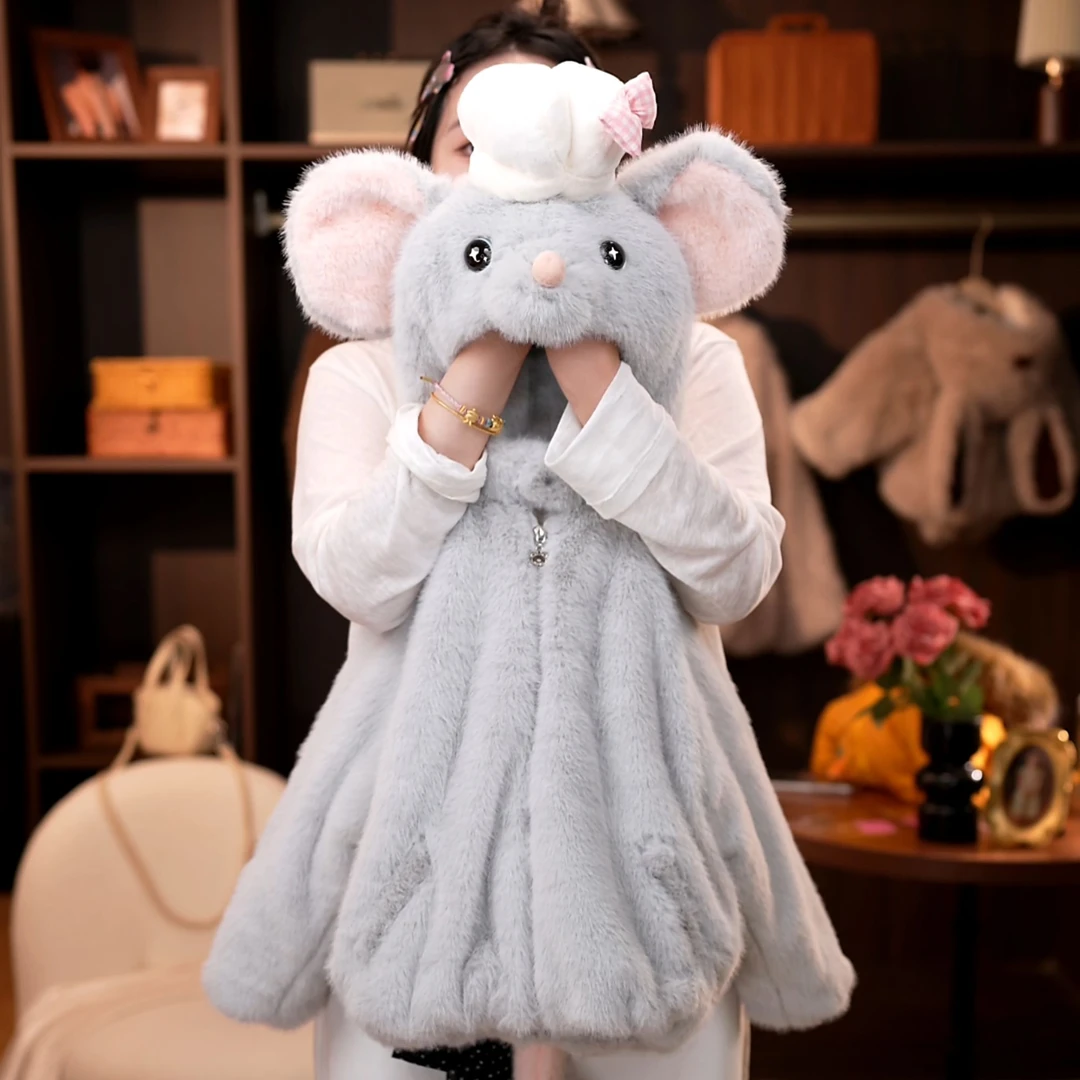 朵立茜鼠宝儿童高定款连帽加绒加厚老鼠毛毛衣欧若精灵风外套冬款