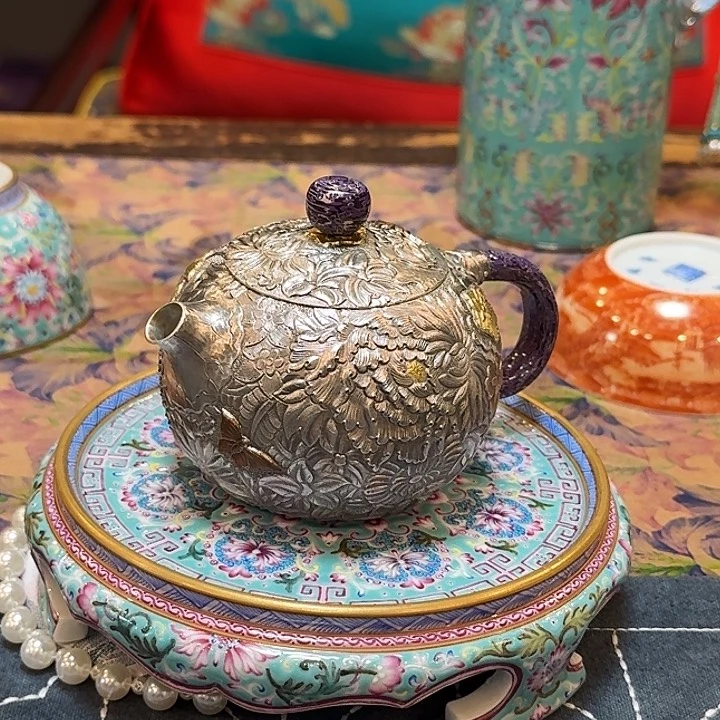 万花银壶西施壶蜂鸟工坊