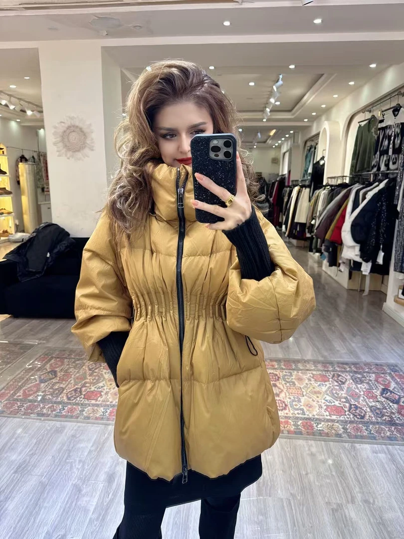 2025年自家原创设计百搭显瘦松紧腰高气质韩版时尚女款羽绒服