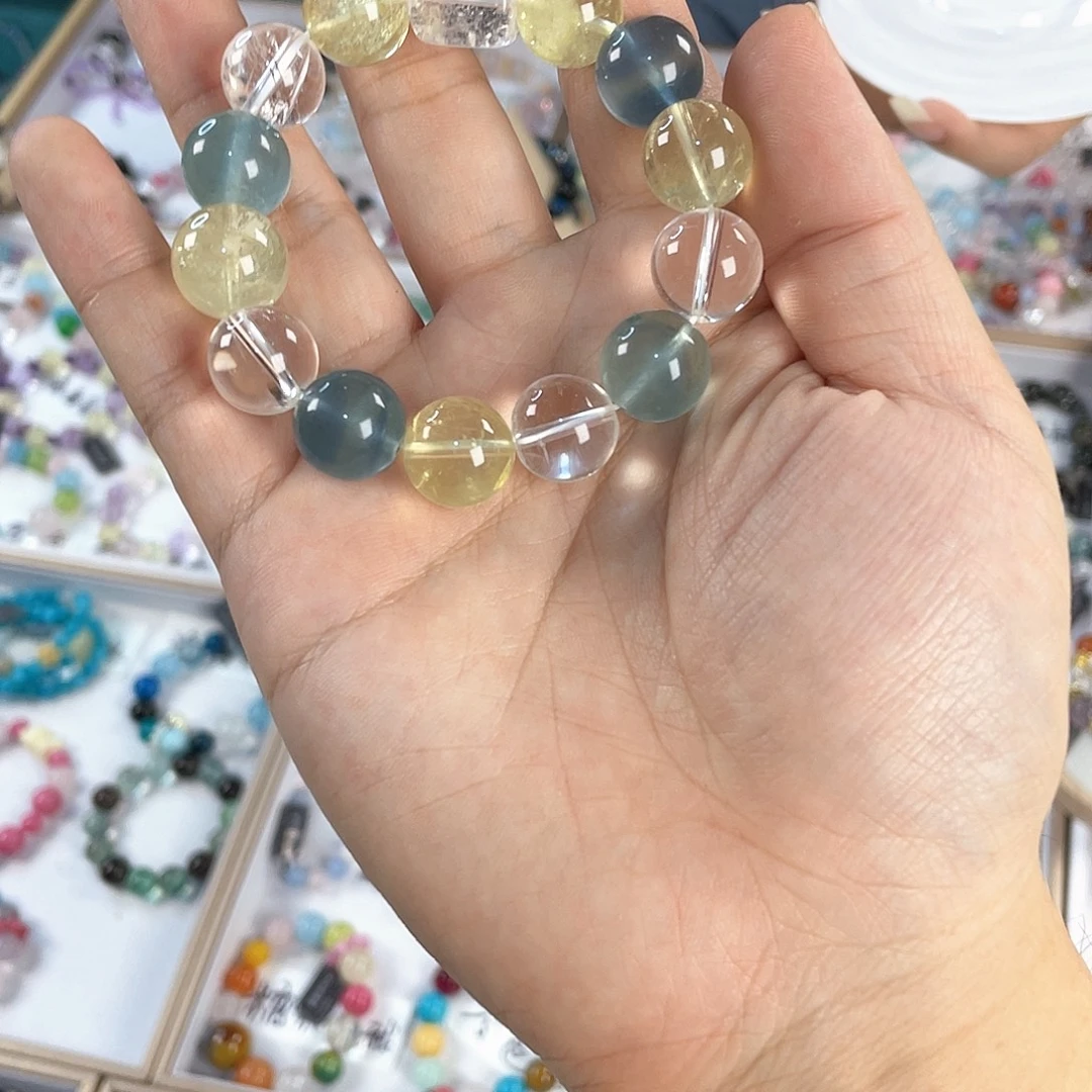 水晶手链银S925镀金镶嵌