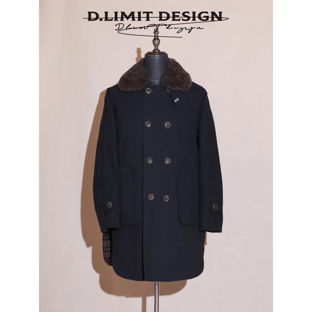【D.Limit design】匹马棉亚麻AB两穿山羊绒毛领外套DLMG202