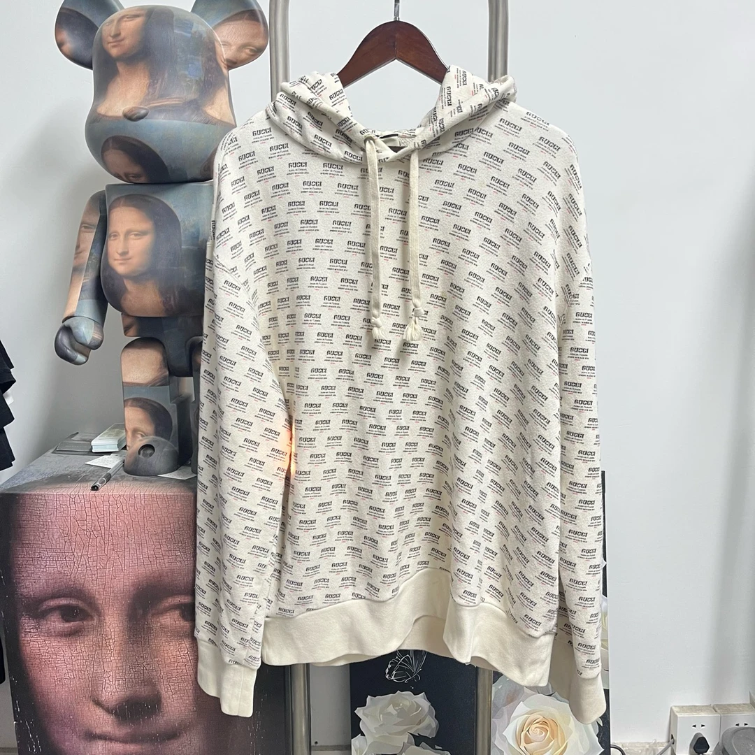 99新 GUCCI/古驰 满印帽衫N2319 L衣长69 胸围66
