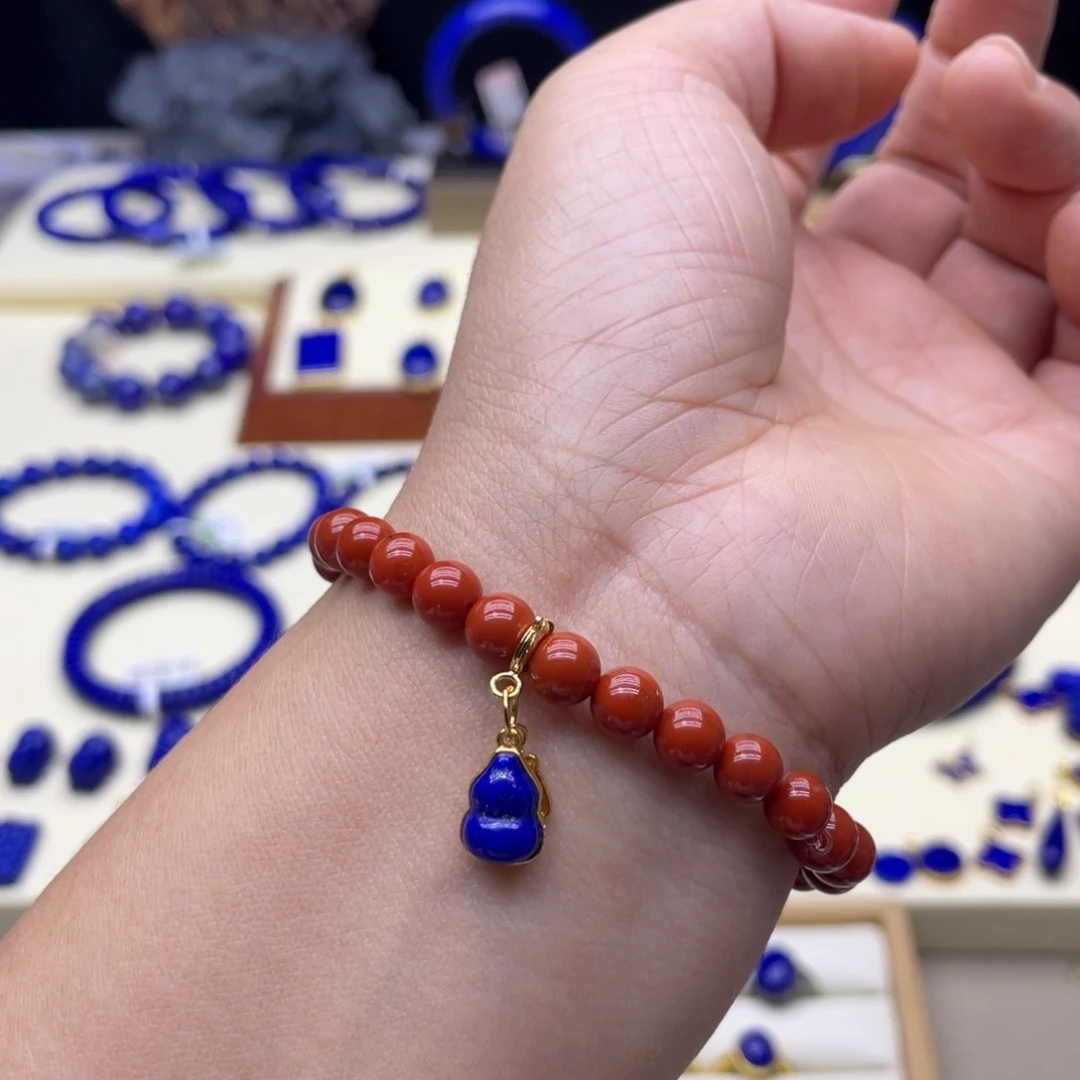 银S925镀金镶嵌青金石单独葫芦出证书