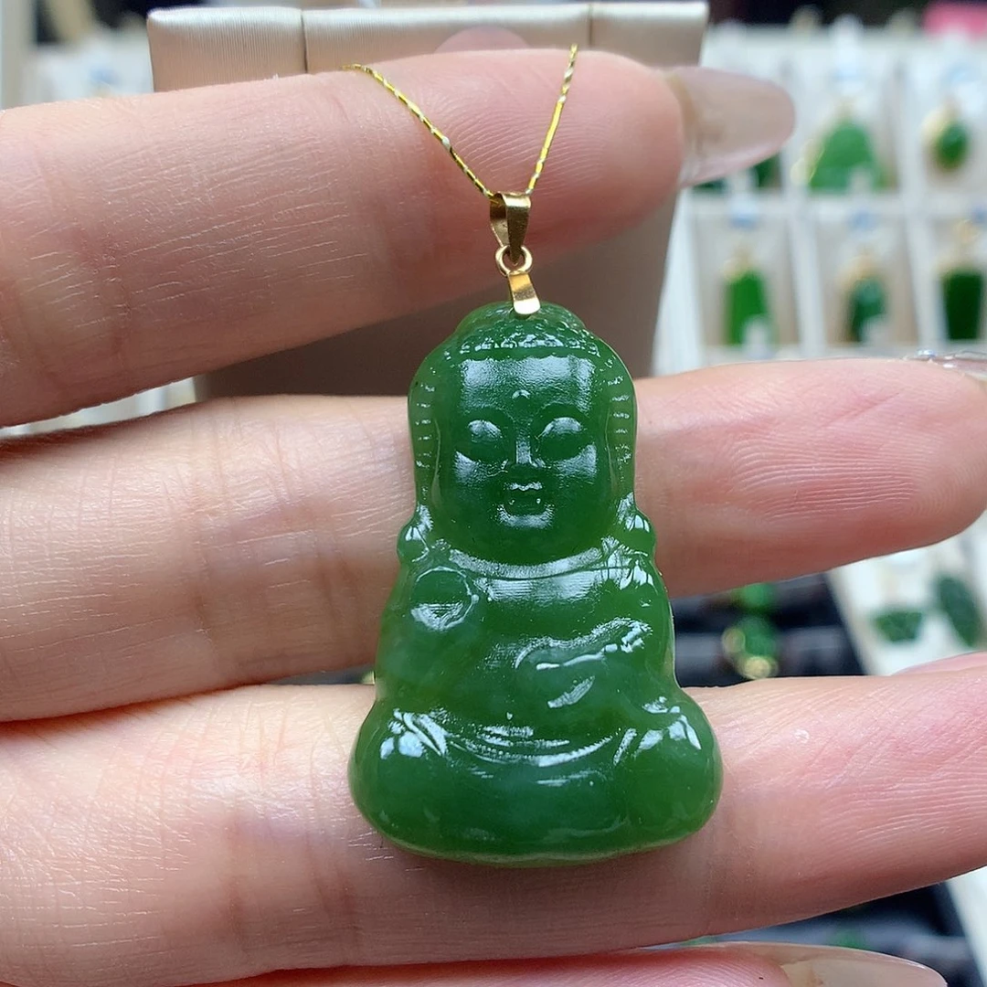 和田玉颈饰18K金镶嵌2033