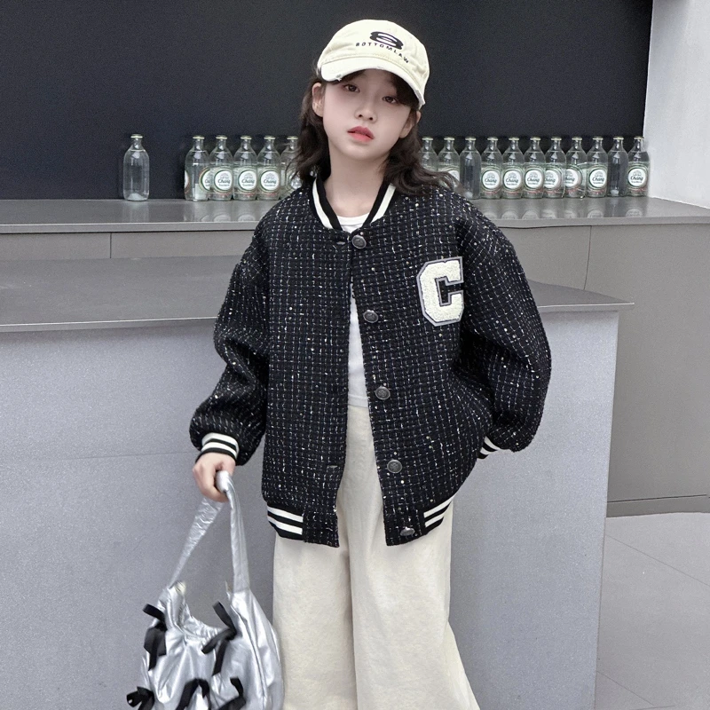 女童春装外套2025新款韩系女孩小香风棒球服儿童时髦春秋洋气穿搭