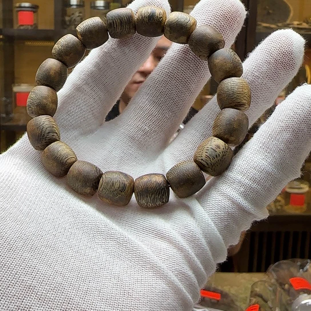 沉香手串国香棋楠老型鼓珠单圈1.1mm12.6g