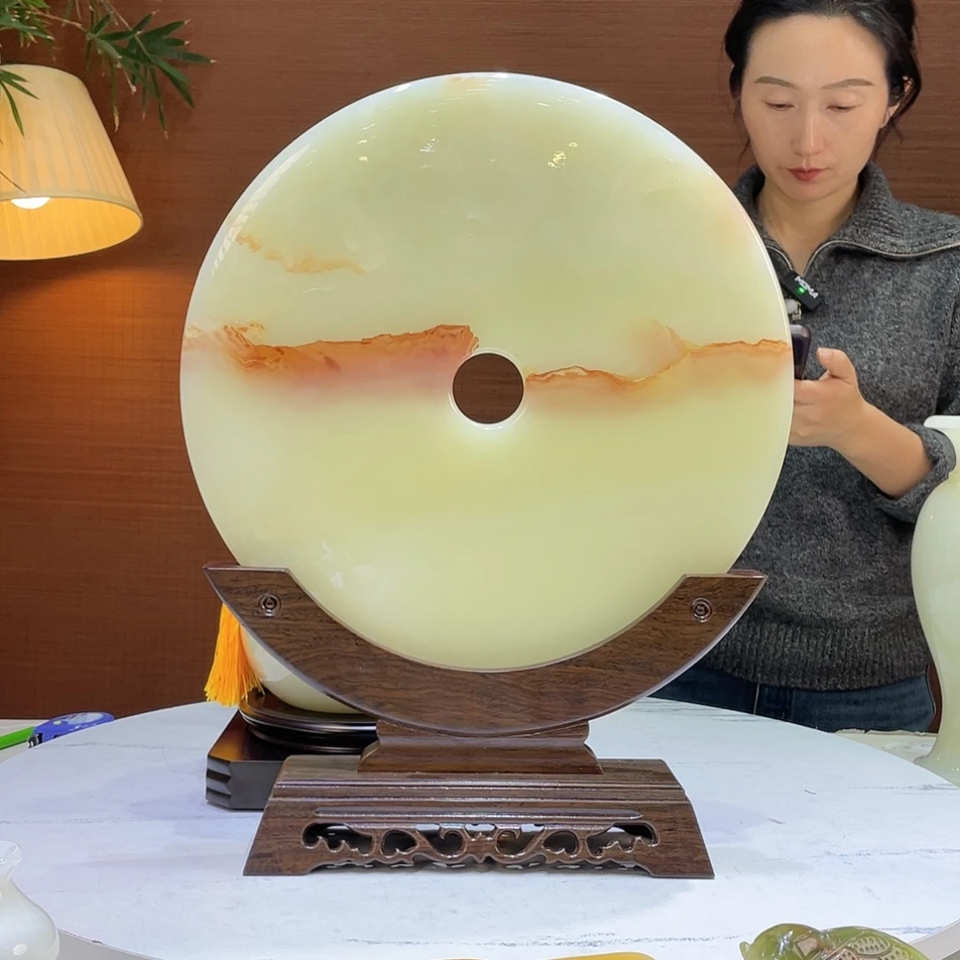 玉精品天然玉石平安扣摆件