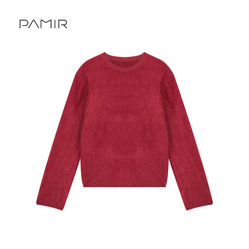 【叶可可】PAMIR秋冬新款女圆领拉绒羊绒针织衫 HCLR016
