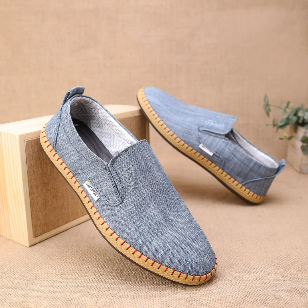 透气纯色一脚蹬车缝线休闲帆布鞋韩版潮鞋手工缝制男鞋