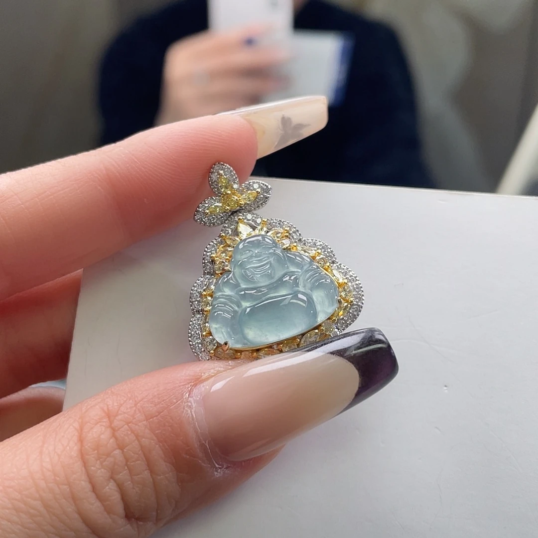 翡翠银S925镶嵌吊坠(不含链)