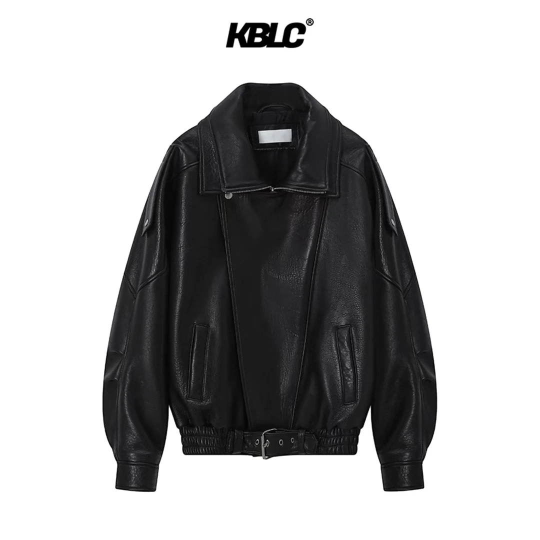 KBLC®Active Lab环保PU皮宽松廓形复古机车羊腿袖男女情侣夹克